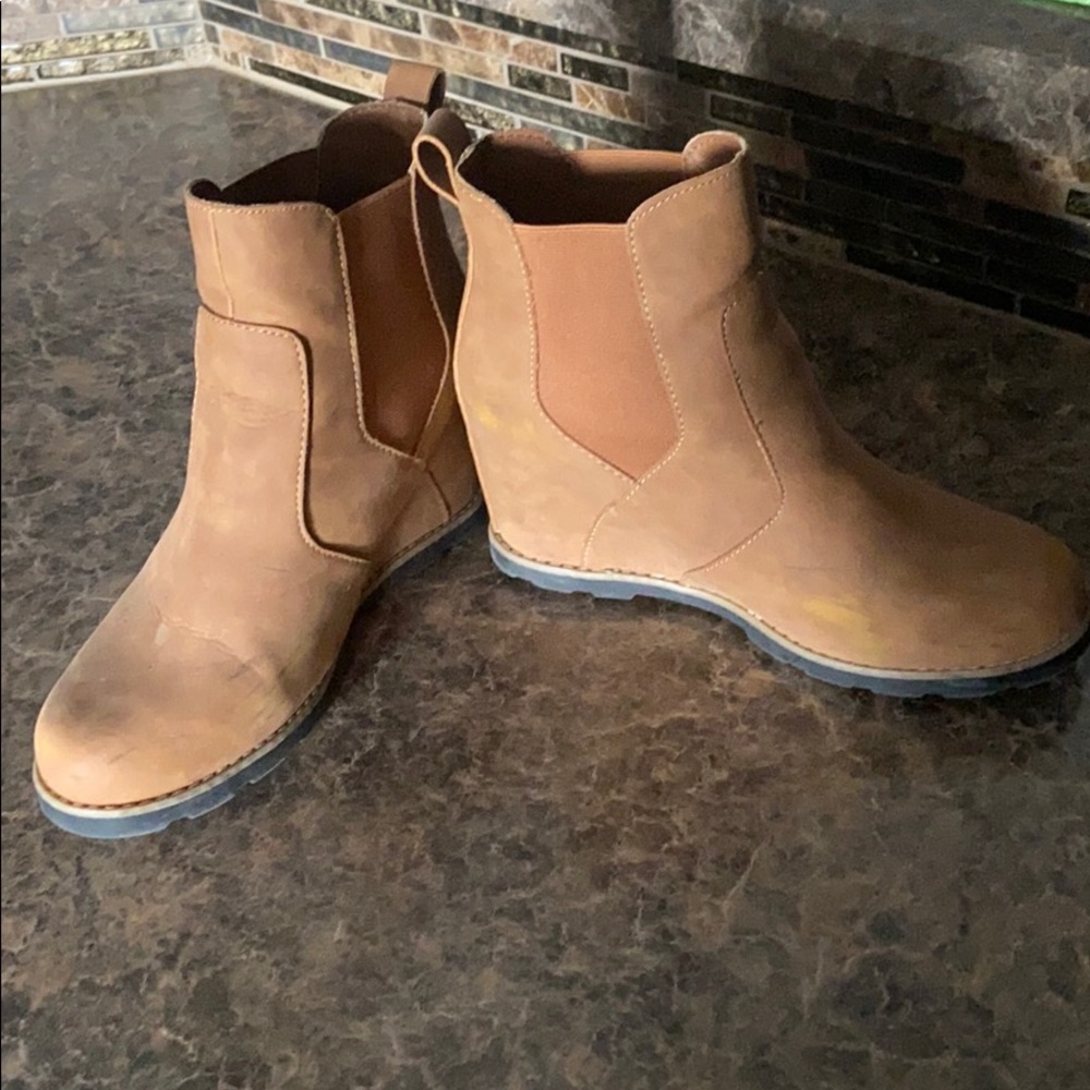 Brown Wedge Booties